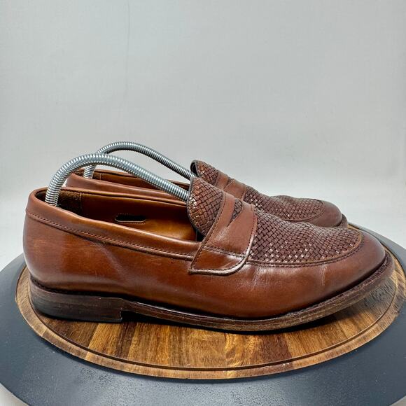 Allen Edmonds Lake Bluff Penny Loafers Brown Weave Men's Size 10 D - Picture 1 of 12